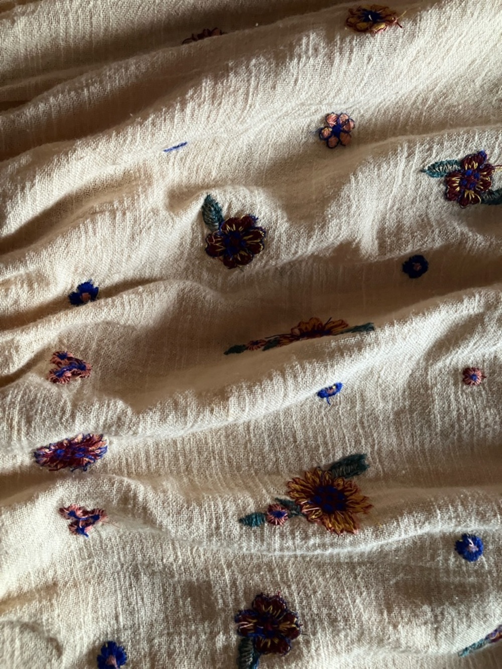 Free People Saachi Smocked Off-Shoulder Embroidered Peasant Top Size Large - Picture 6 of 11